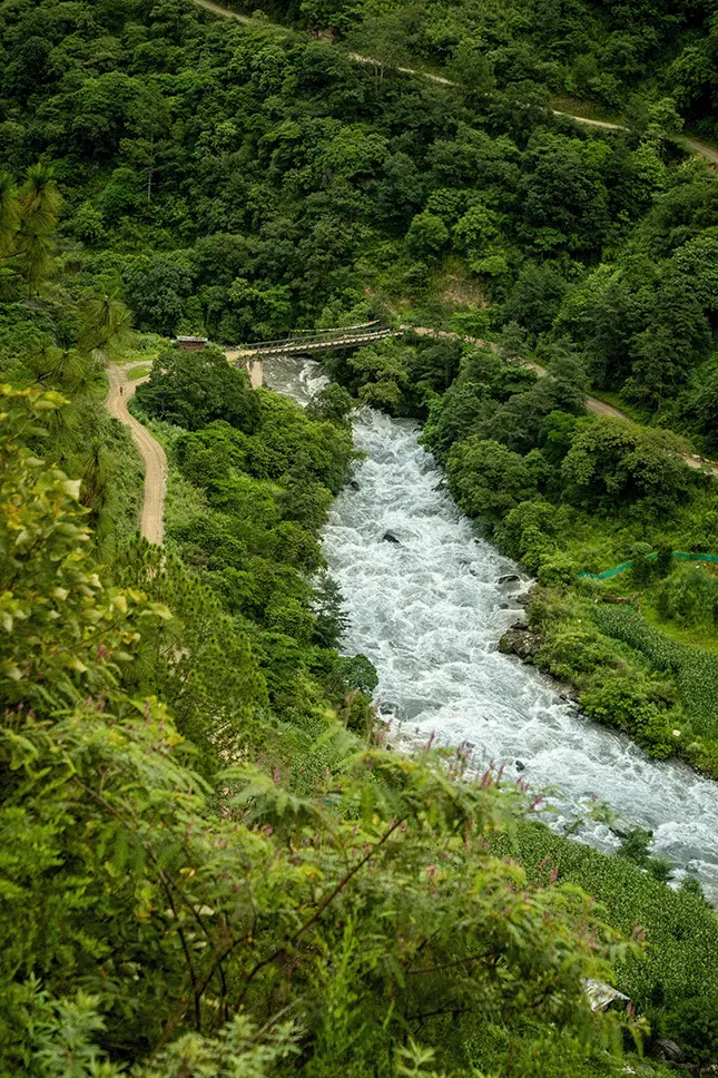 Bhutan riverside village